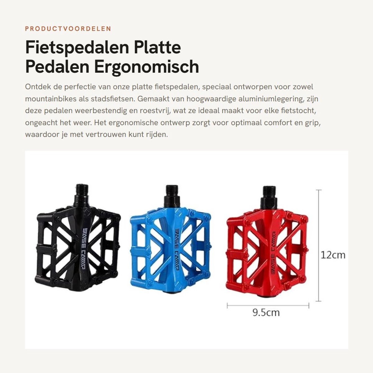 Dailygoods- Fietspedalen Antislip - Platte Pedalen - Aluminiumlegering - Weerbestendig - Ergonomisch Design - Brede Voetplatform - Fiets Pedalen