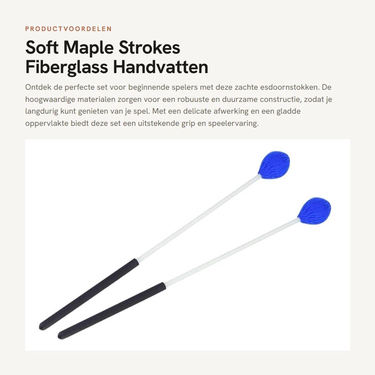 Dailygoods- Esdoornslagen - Zacht - Handgrepen van Glasvezel - Duurzaam - Geschikt voor Beginners - Glad Oppervlak - Marimba Hamer