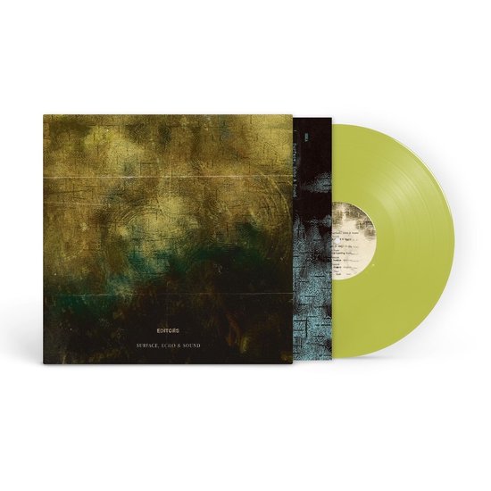 Editors - Surface, Echo & Sound LP op lichtgroen vinyl met abstracte, gelaagde artwork.