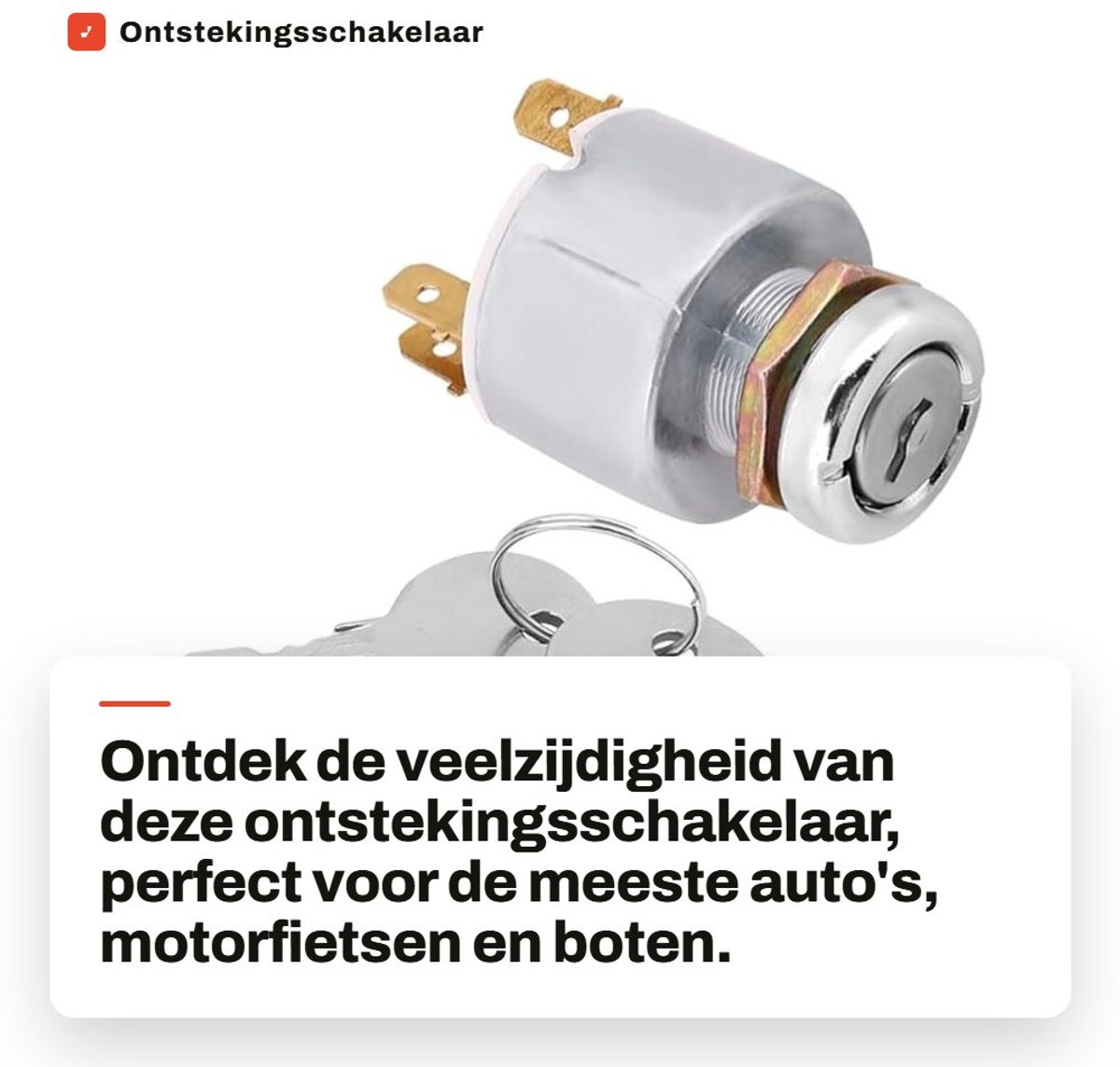 Dailygoods - Ontstekingsschakelaar - 12V Universeel - Startbesturing - Zilverkleurig - Auto Motorboot - Inclusief 2 Sleutels - SPB501