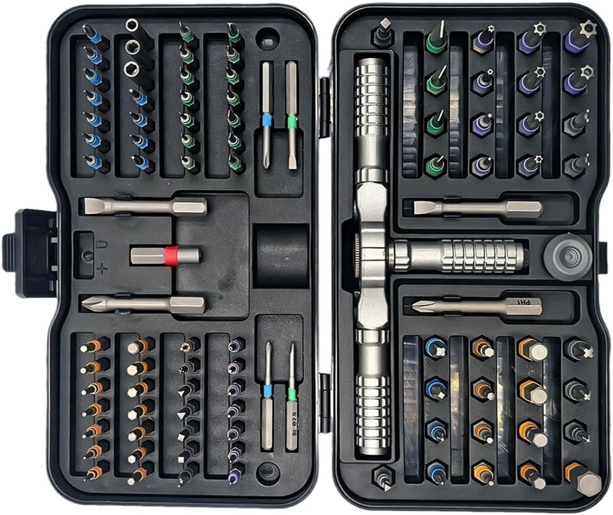 Schroevendraaierset - Precisie gereedschap - Klusjes Thuis - Magnetische Ratel - 105 Delig - Grijs