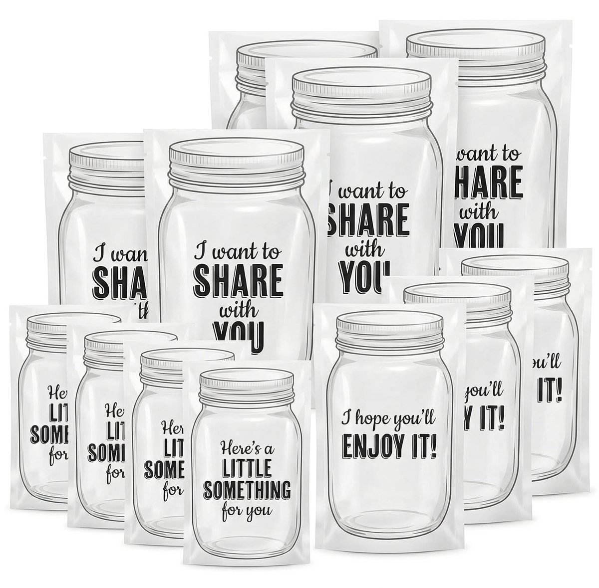 Dailygoods- Druksluitingszak 12-delig - Herbruikbare Ritszak - Geschenkverpakking - Cadeauzakjes Papier - Glasdesign - Met Liefde Verpakken - Cadeauzakje
