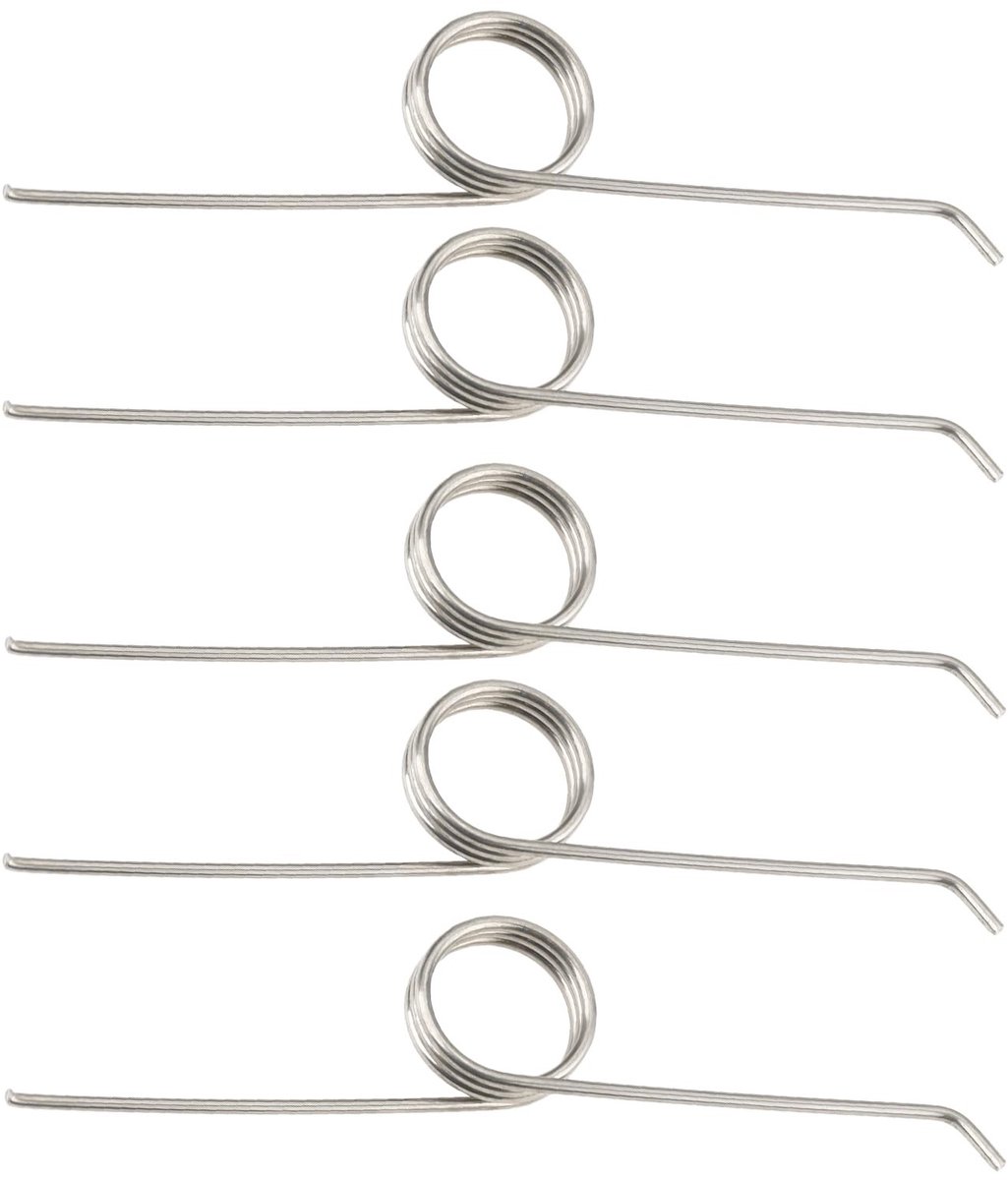 Dailygoods- Torsielente 5 Stks - Draaddiameter 0.7mm - Buitendiameter 8.05mm - Arm lengtes 21/21.5mm - Voor prullenbak met vergrendeling - Veelzijdige toepassingen - Veersysteem