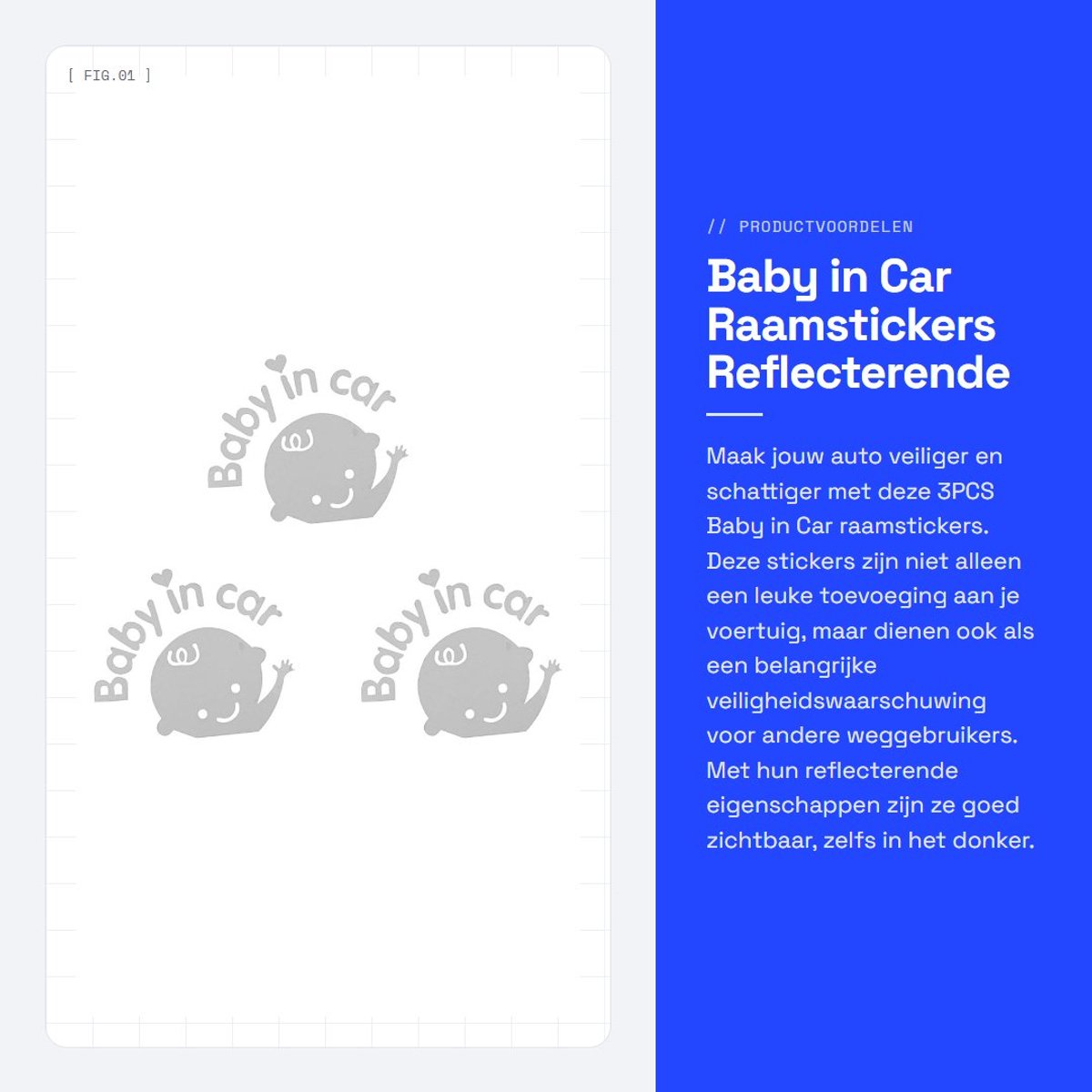 Dailygoods- Baby in Car Sticker - Reflectief - Waterdicht - Zelfklevend - Veiligheidswaarschuwing - Auto Accessoires - Eenvoudig aan te brengen