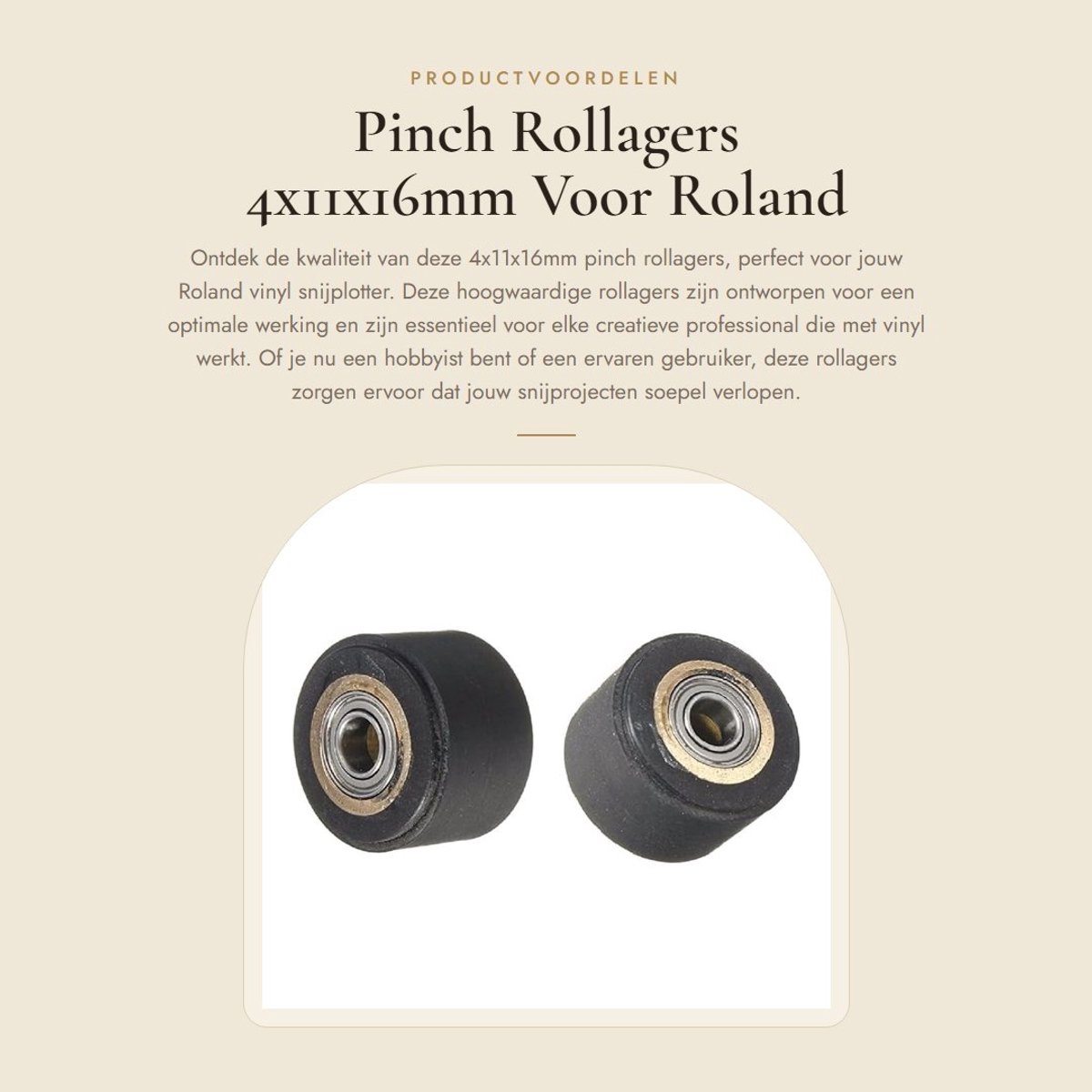 Dailygoods- Rollager 4x11x16mm - 2 Stuks - Geschikt voor Roland Snijplotter - Lichtgewicht - Rubber Drukrol - Schoonmaakadvies