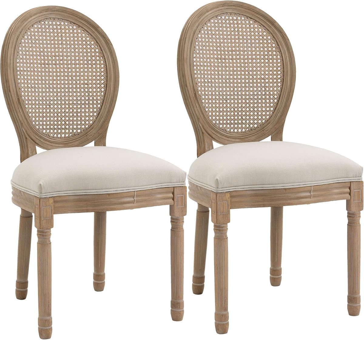 Eetkamerstoelen Set - Keukenstoelen Gestoffeerd - Gezellig Tafelen - Rotan Rugleuning - 49