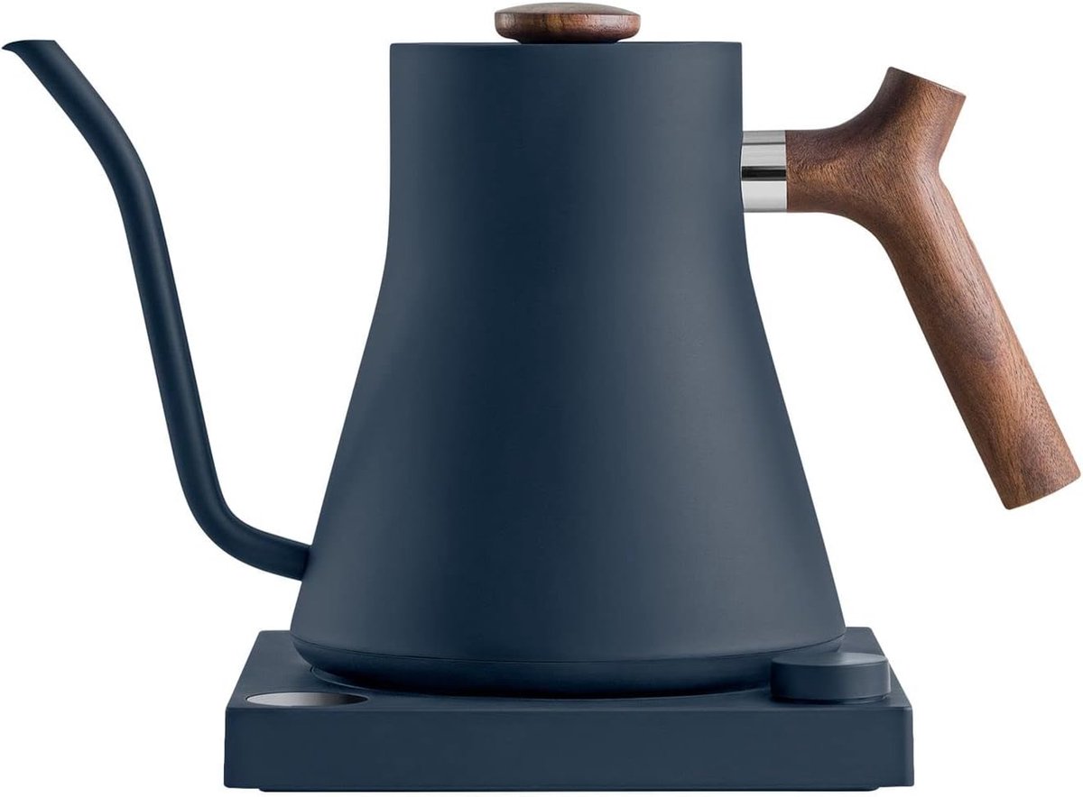Elektrische Ketel - Zwanenhals Ketel - Koffie en Thee - Temperatuur Controle - 0.9 Liter - Blauw met Hout