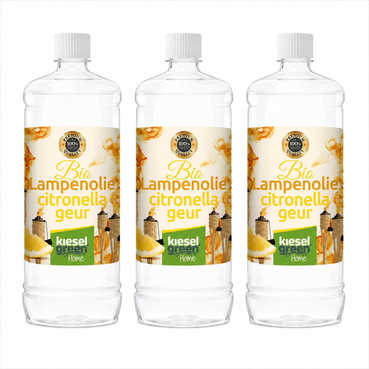 Kieselgreen Lampenolie 3 x 1 liter met citronella voor tuinlampen en fakkels voor aangename zomeravonden buiten