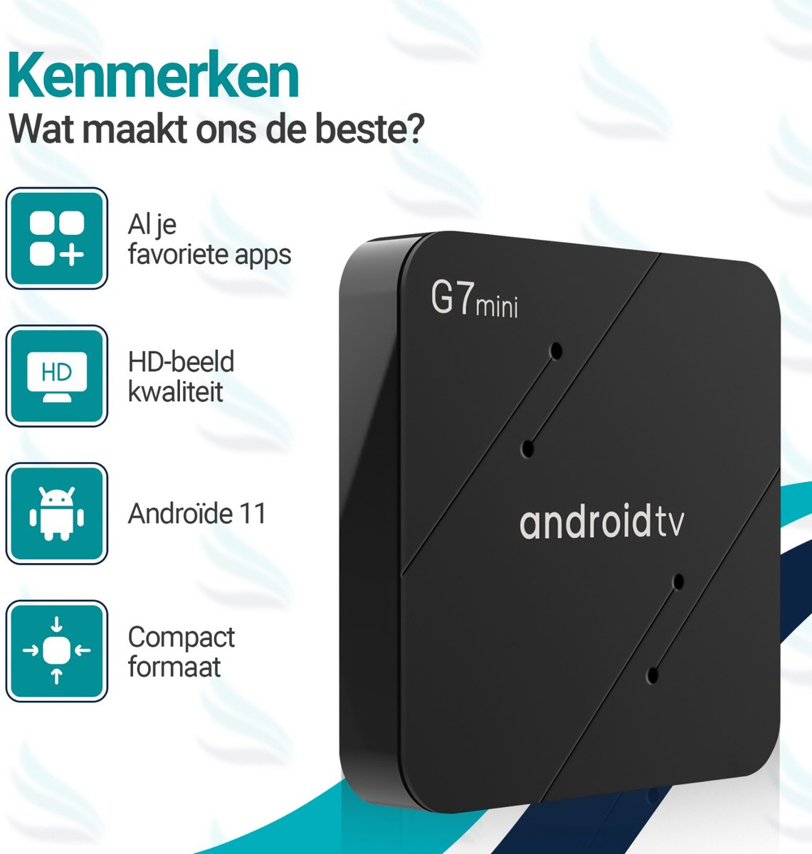 Android TV Box 4K Ultra HD – Chromecast & IPTV – Smart TV Box – Google Assistant Spraakbediening – 2.4/5GHz WiFi – 16GB Media Streamer — cadeau in Elektronica - foto 3
