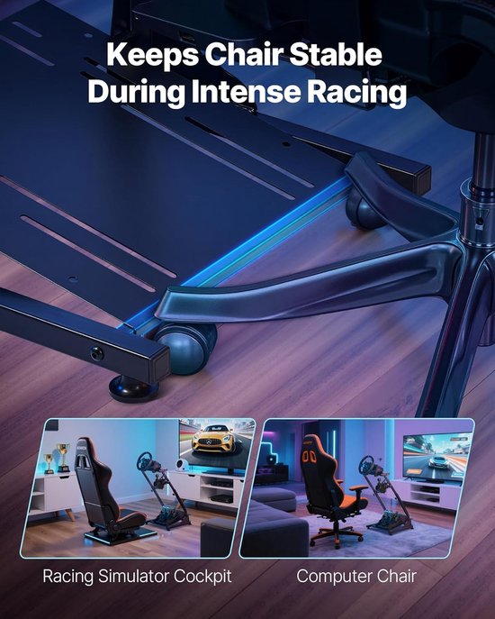 Racestuur Standaard - Simulator Cockpit - Race Games - Volledig Verstelbaar - Opvouwbaar Ontwerp - Zwart — afbeelding 2