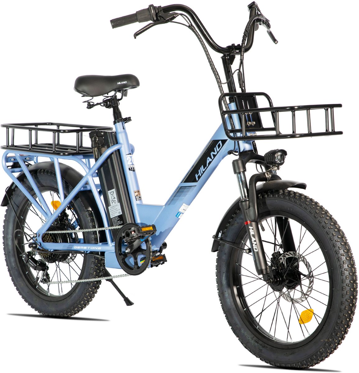 HILAND Elektrische Cargo Fatbike – 20" Dikke Banden – 48V – 7 Speed – blauw