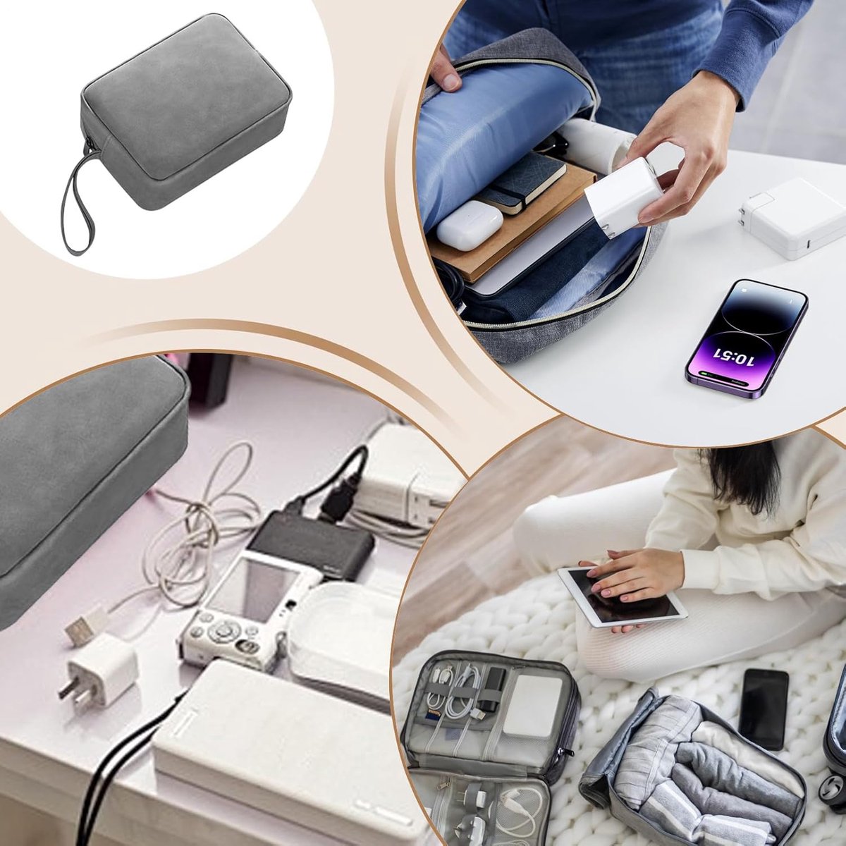 Elektronica Organizer | Elektronische Case - Opbergzakje Mouw Draagbaar voor Telefoon Cord Power Bank Oortelefoon Accessoires — cadeau in Gadgets - foto 4