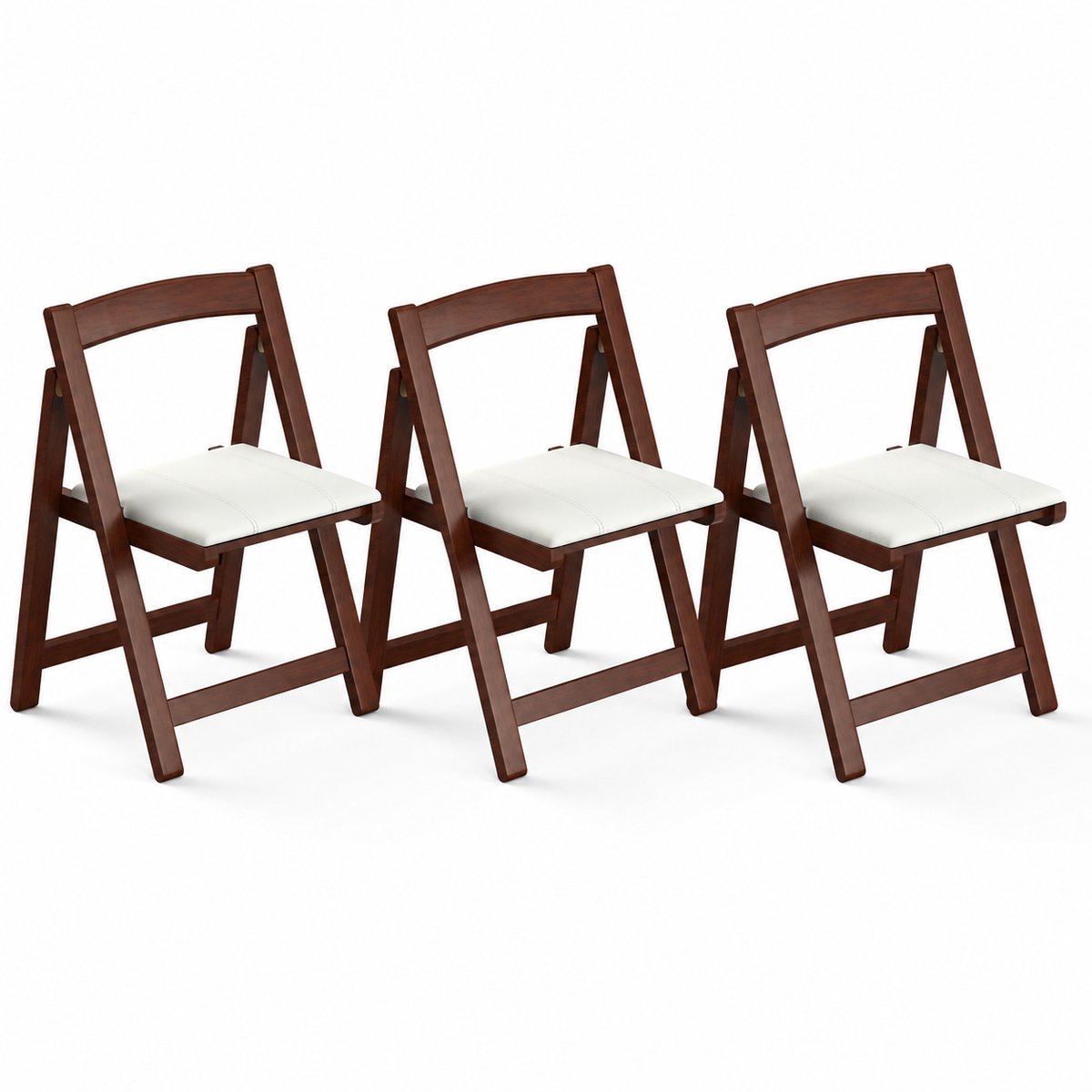 ZREE Houten klapstoelen met kussen – set van 3 – Draagbare opvouwbare kussenstoel – met houten frame –moderne gewatteerde eetkamerstoel – voor keuken, kantoor, bruiloft, feest, eetkamer, eenvoudige montage ZREE