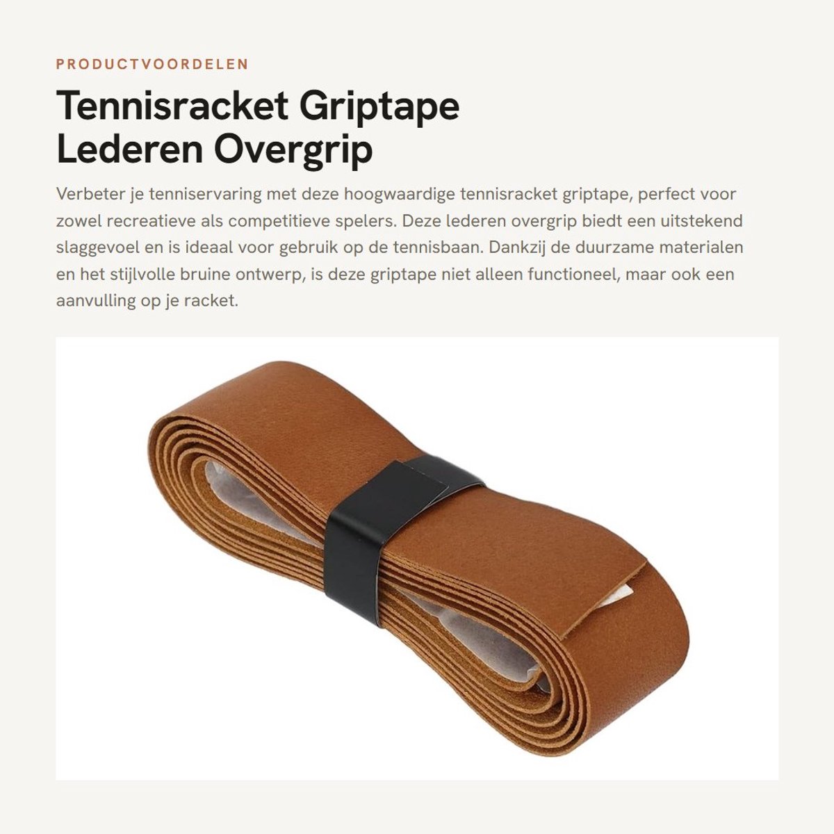 Dailygoods- Overgrip Lederen Vervanging - Zweetabsorberend - Slijtvast - Geweldig Slaggevoel - Professioneel Ontwerp - Echt Rundleer - Grip