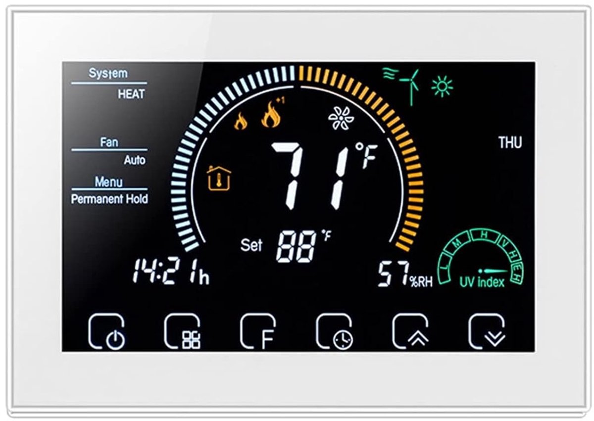 Digitale Thermostaathoes - Slimme Kamerthermostaat - Energie Besparen - Wekelijkse Programmering - 8 inch Display - Wit