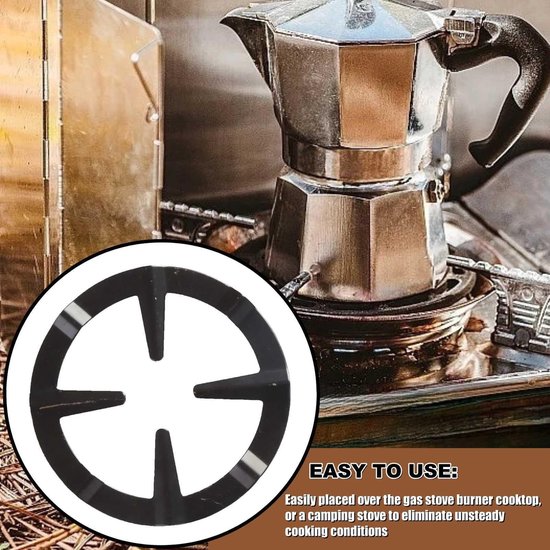 Allecto - Gietijzeren Gasfornuis - Gas Ring Reducer - Stabiliteit voor kleine pannen - Zwart - Kookplaat Verkleiner - Geschikt voor Espressomachine... van Allecto — afbeelding 4