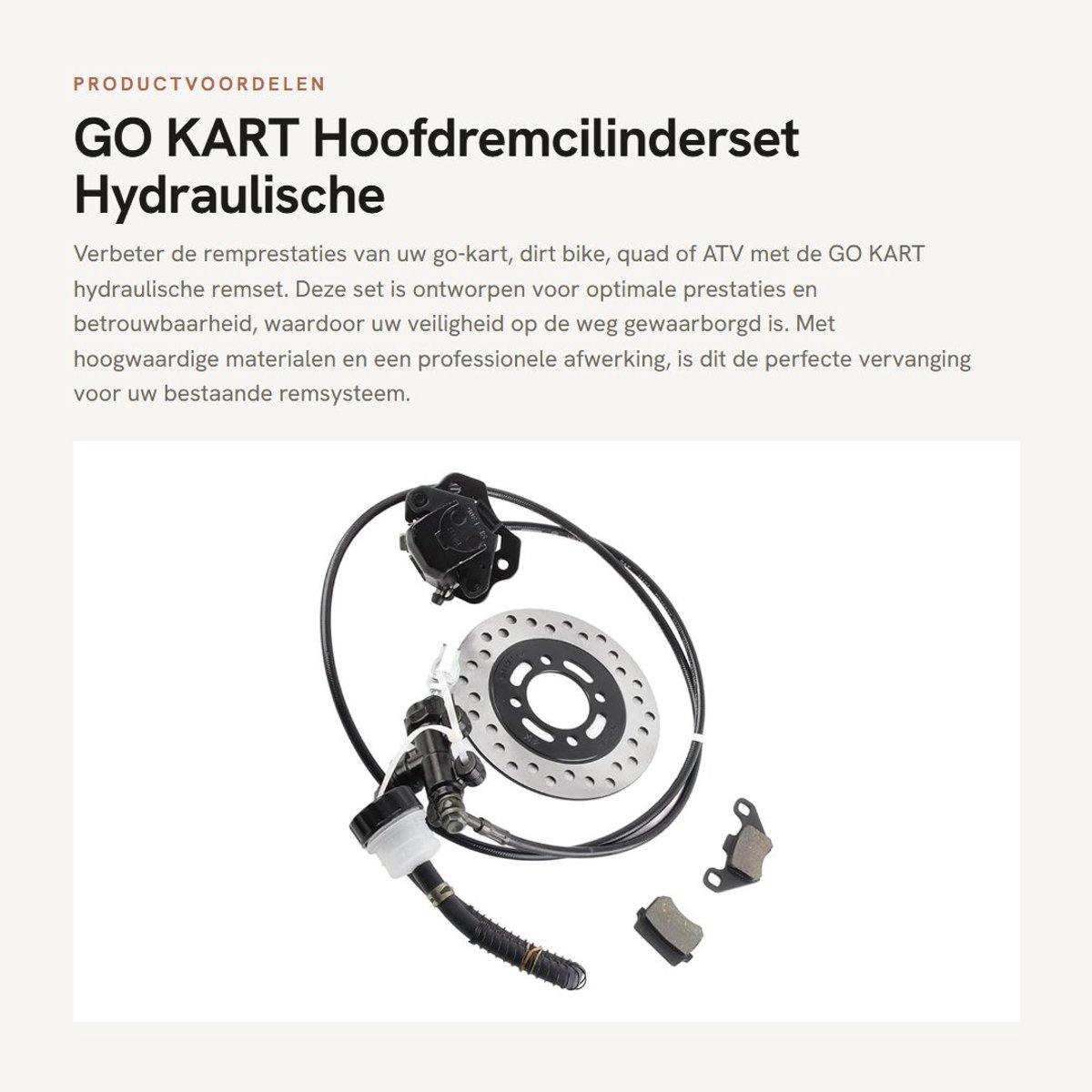 Dailygoods- Remset Hydraulische Remkit - Schijfremset - Remblok - Schijfschijfrotor - Universele Go-Kart - Voor 50-250 cc