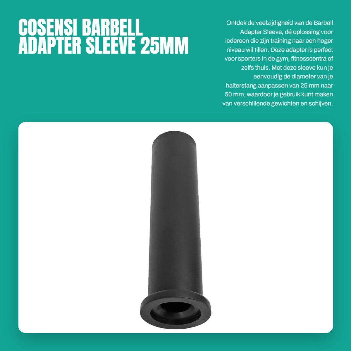 Dailygoods - Barbell Adapter Sleeve - 25mm naar 50mm converter - Duurzaam en betrouwbaar - Premium PP - Fitnessaccessoire - Geschikt voor gym en thuis
