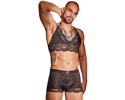 Sexy Lace Herenshirt en Boxershort Set - Zwart - Nieuwe stijl - Herenshirt en Boxershort - Lingerie voor Mannen - Onderbroek - Ondergoed - Sexy Herenlingerie - Zeer elastisch - Erotisch en sexy - Bikini - Sexy - Boxershort - Zacht en comfortabel