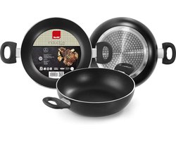 Diepe koekenpan - Koekenpan met handgrepen - Lekker koken - Antiaanbaklaag - 26 cm - Zwart