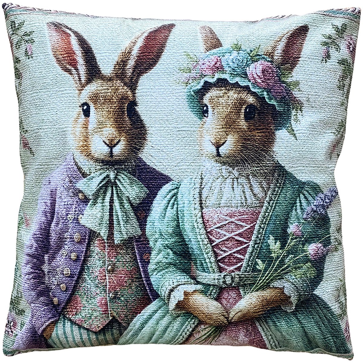 Clayre & Eef Sierkussen 45x45 cm Groen Polyester Konijnen