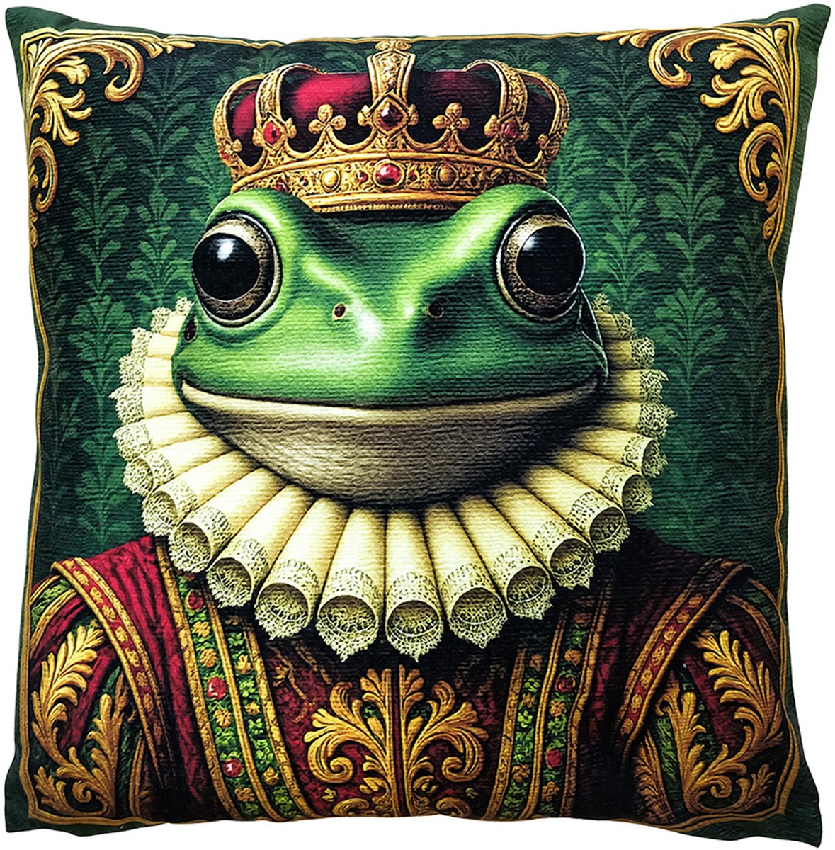 Clayre & Eef Sierkussen 45x45 cm Groen Polyester Kikker