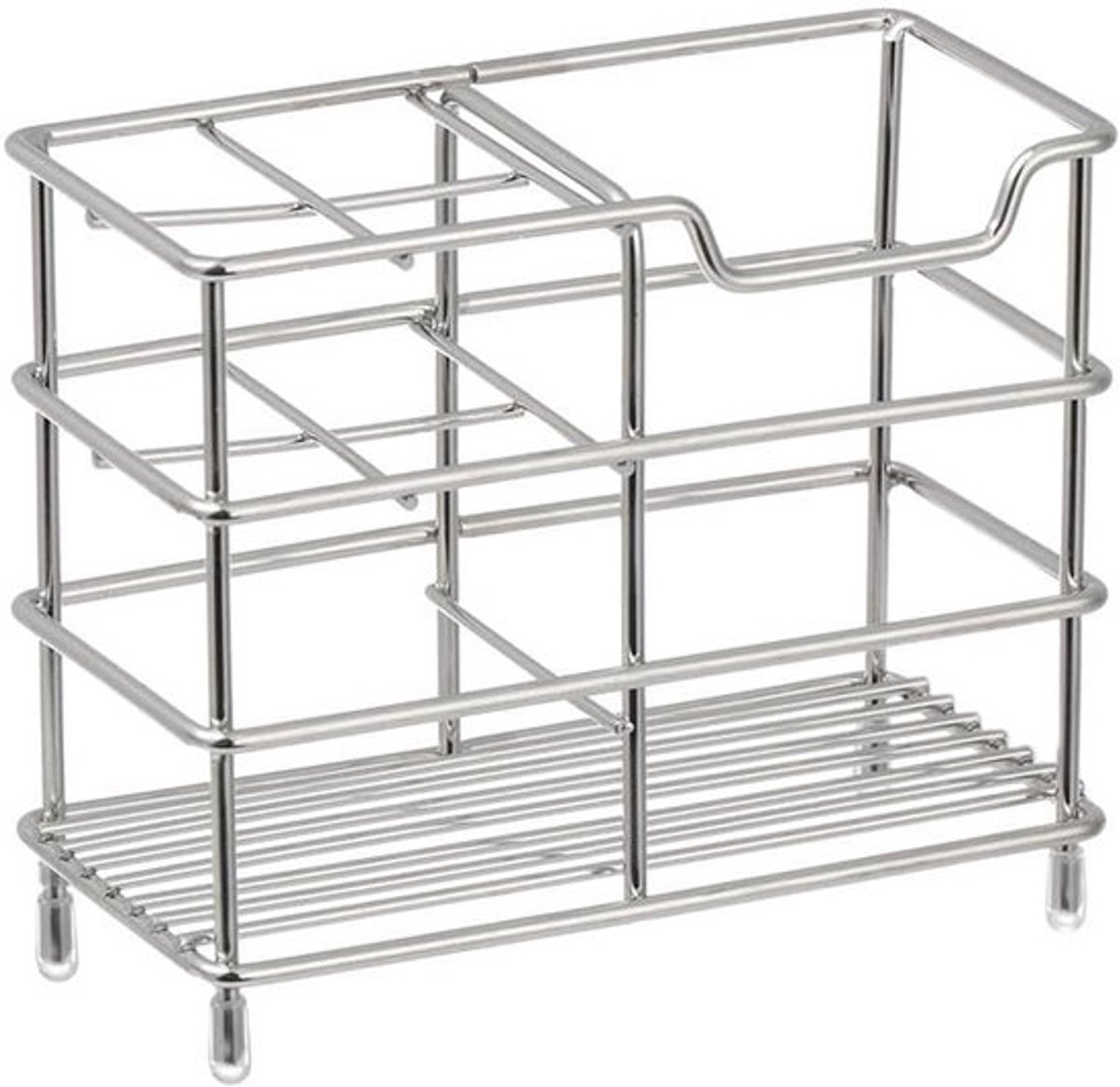 Tandenborstelhouder, badkameropbergrek, roestvrije roestvrijstalen cosgeschikt voorica-organizer (zilver - 4 vakken)