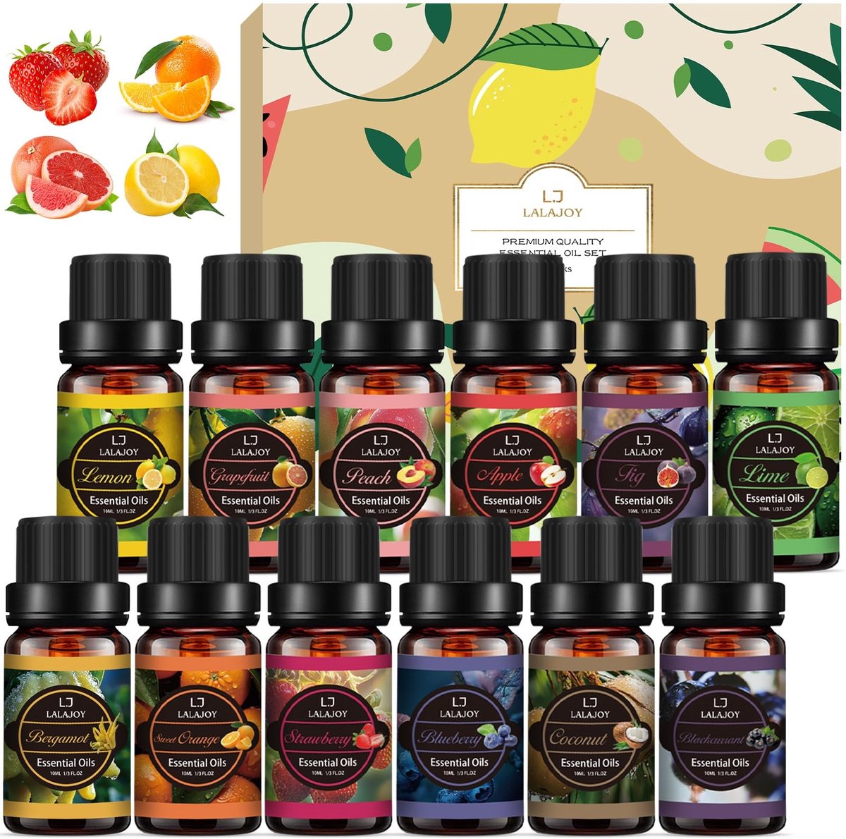 Dailygoods- Geuroliën Set 12 x 10 ml - Natuurzuiver - Geuroliën voor Diffuser - Aromatherapie - Cadeauset voor Kaarsen - Perfect voor Spa - Essentiële Oliën