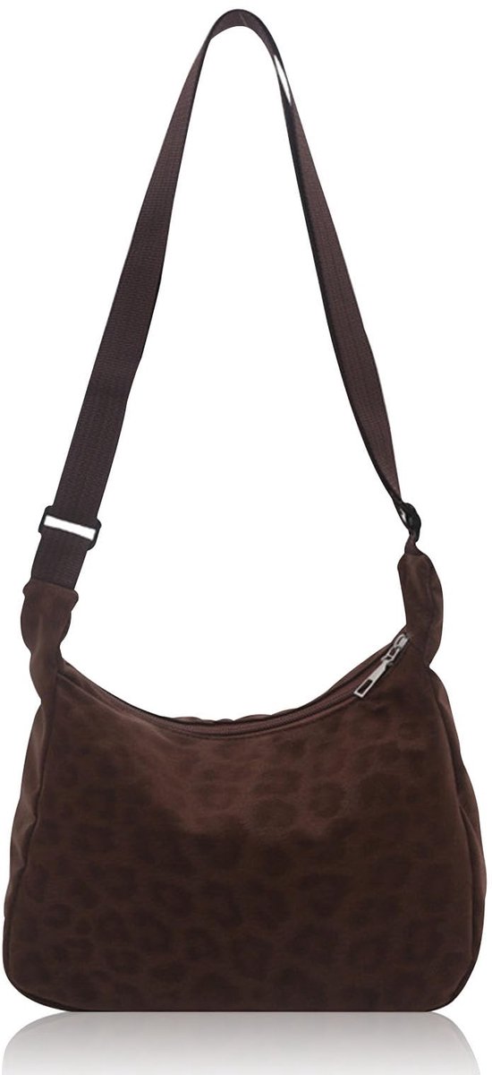 Dailygoods- Schoudertas Dames Luipaardpatroon - Crossbody Bag - Verstelbare Schouderriem - Ritssluiting - Lichtgewicht - Opvouwbaar