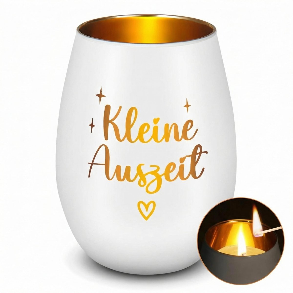 Dailygoods - Gegraveerde Theelichthouder 'Kleine Auszeit' - Glazen Decoratie