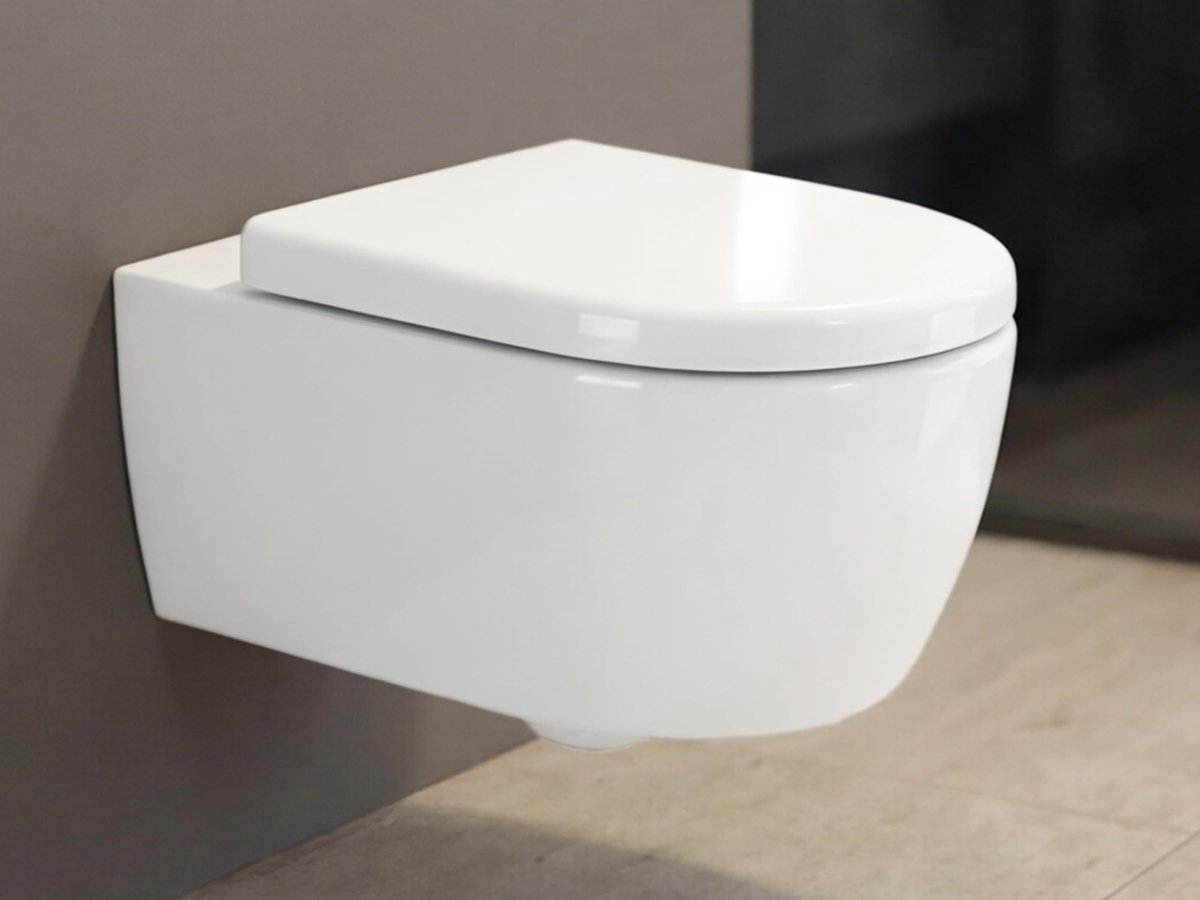 Dailygoods- Wandtoilet zonder spoelrand - Hangende WC-diepspoeler - Keramisch toilet met softclose zitting - Verborgen bevestiging - Voor kleine badkamer - 49,5 x 36 x 33 cm