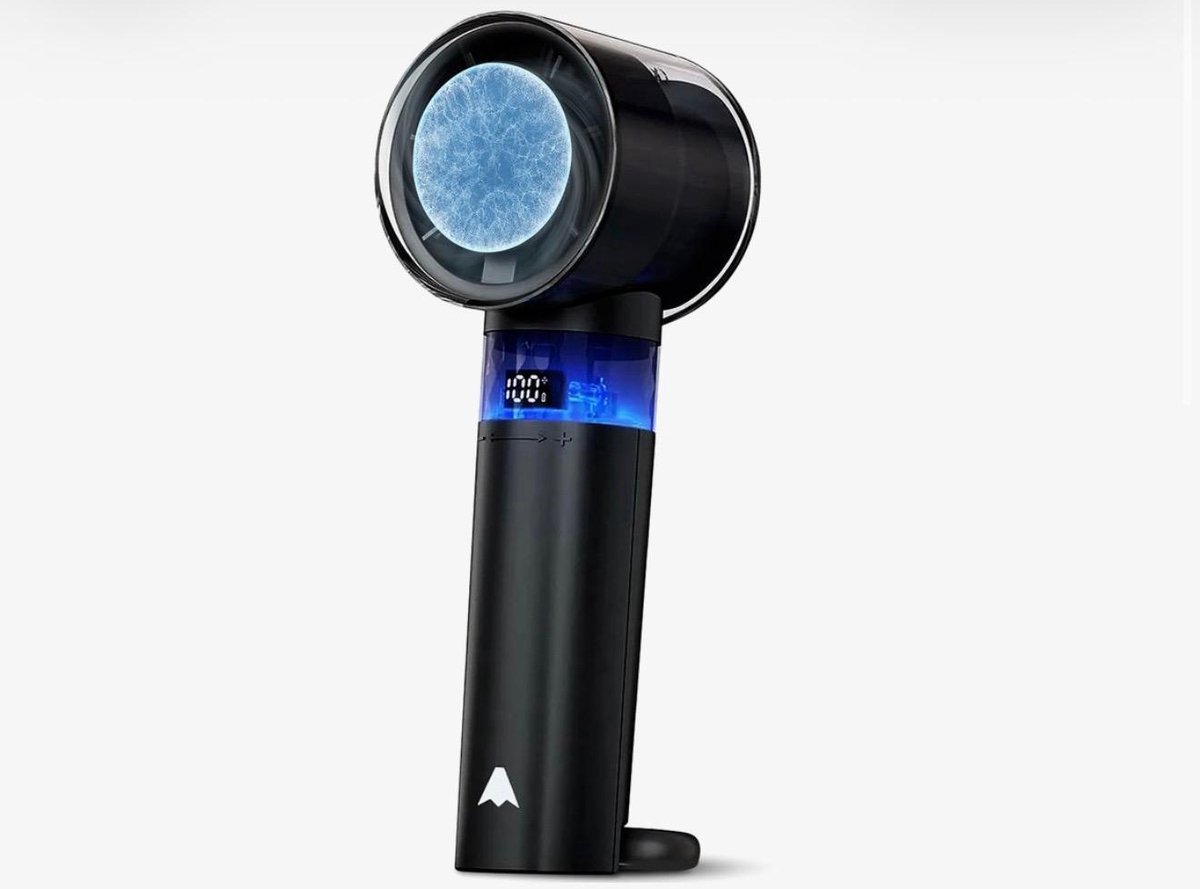 BIXc® - Handventilator Incl Extra Koelplaatfunctie - Mini Ventilator - Draagbare Ventilator met 100 Snelheden - USB Oplaadbaar, Display en 3000mAh Batterij - Zwart