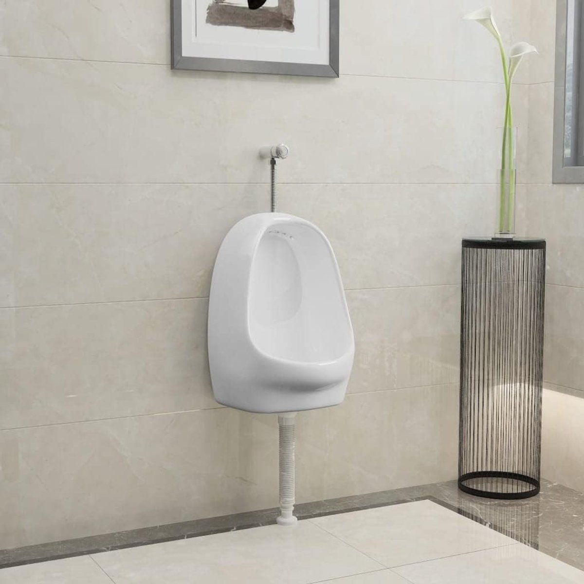 Wandurinoir Keramiek - Pissoir Muur - Hygiënisch Sanitaire - Randloos Design - 30 x 24.5 x 40 cm - Wit