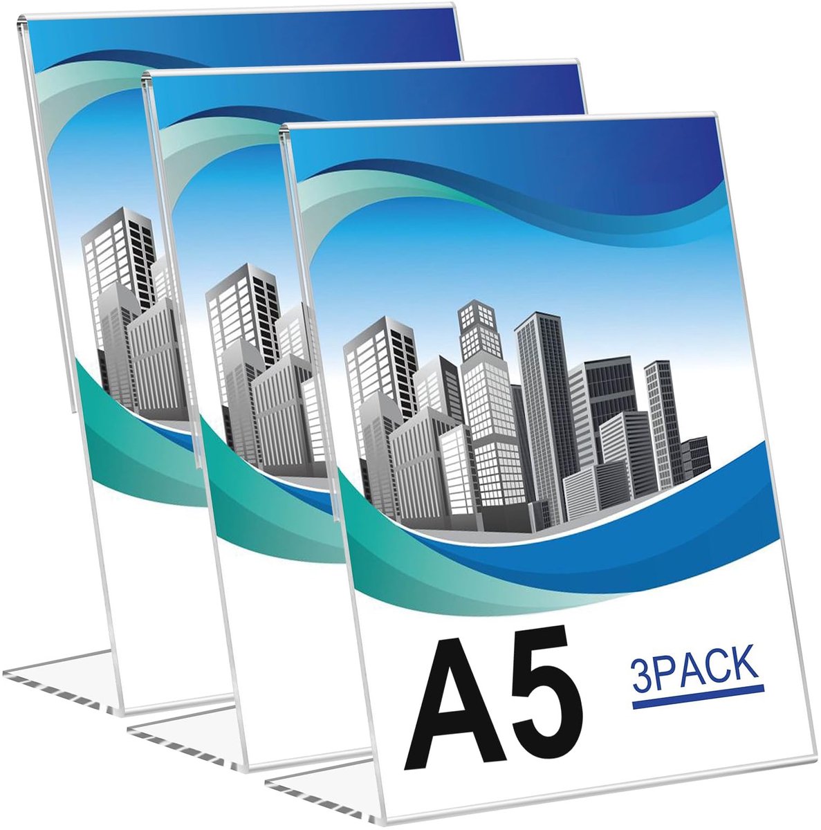 Dailygoods- A5 Reclameborden - 3 Stuks - Acryl Tafelstandaard - Glashelder - Portretformaat - Vrijstaand - Ideaal voor Presentaties - Displayhouder