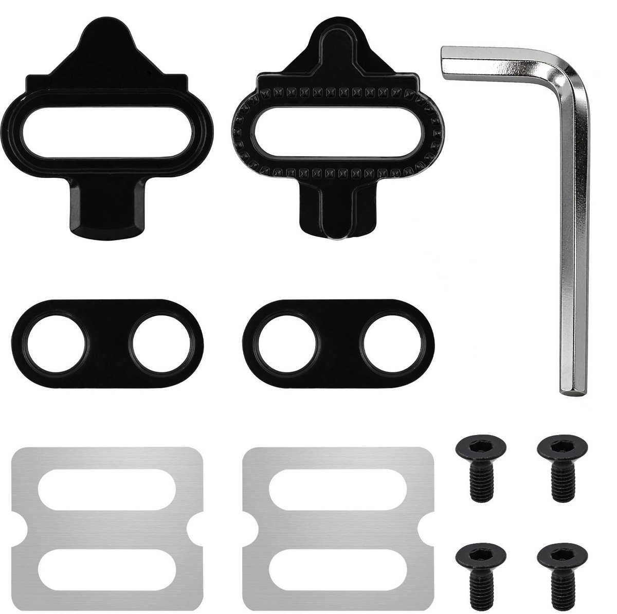 Dailygoods- SPD Cleats - Antislip Platen van CrMo-staal - 12° Float - Inclusief Schroeven - Compatibel met Shimano - Voor MTB en Indoor Cycling - Fietschoenen
