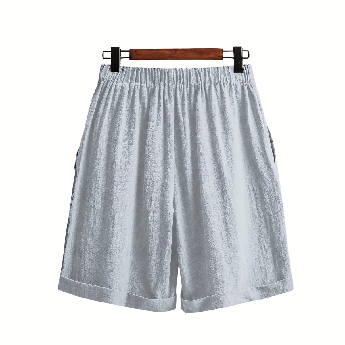 Currero Korte Linnen Broek Dames Zomerbroek Volwassenen Korte Broek Shorts Strandbroek Zomer Ibiza Stijl Lichtblauw 0XL