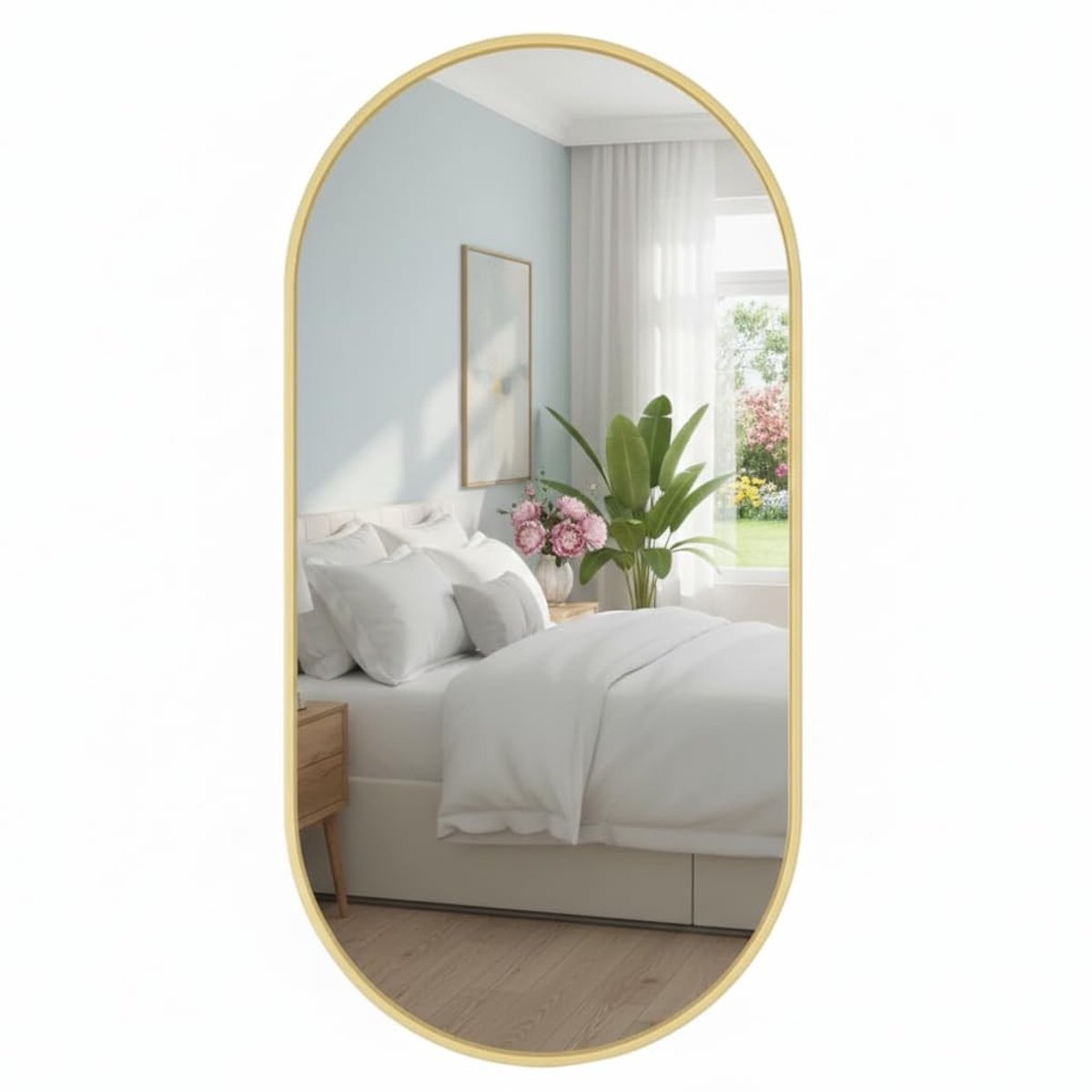 Dailygoods- Wandspiegel Ovaal - Metalen Frame - Modern Design - Wandmontage - 80 x 40 cm -