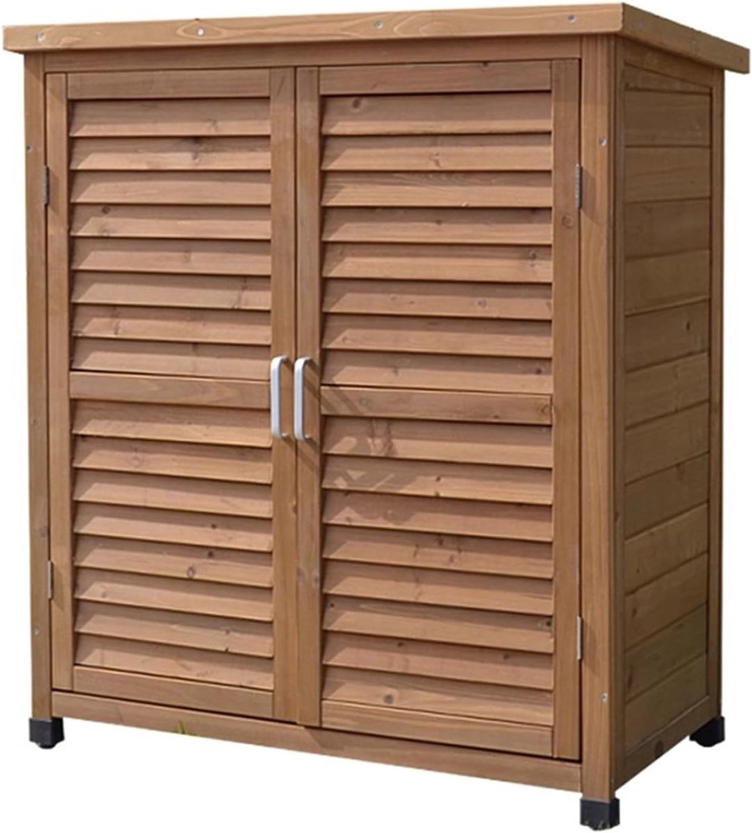 Houten Opbergkast - Tuin Schuur - Buiten Spullen Opslag - Waterdicht Asfalt Dak - 87x47x97cm - Houtkleur