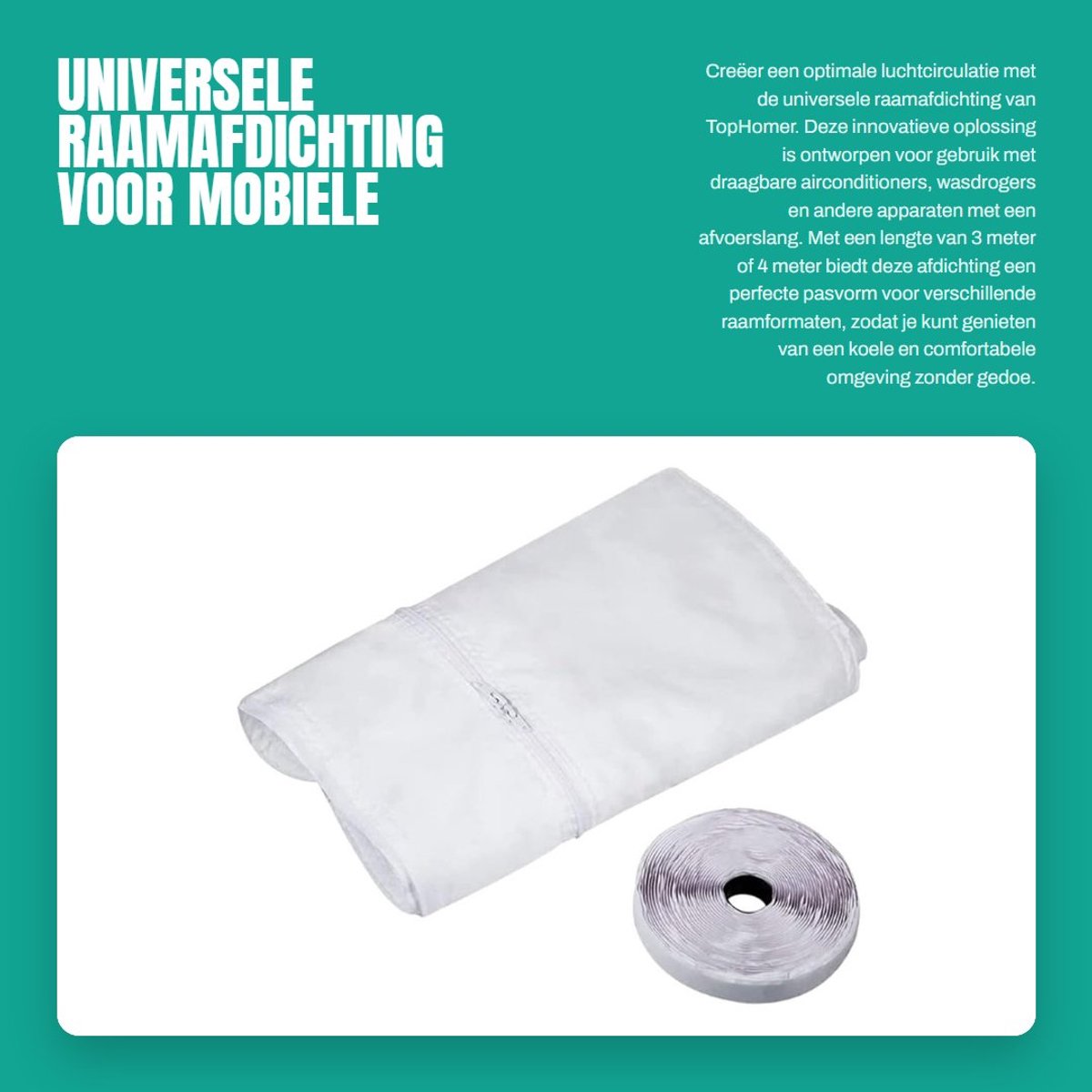 Dailygoods- Raamafdichting Universeel - Raamafdichtingskit Mobiele Airco - Deurafdichting - 3m/4m Lengte - Waterdicht - Eenvoudige Installatie zonder Boren - Raamafdichtstrip
