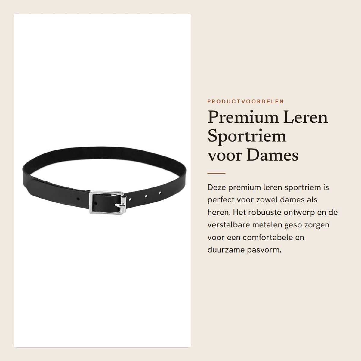 Dailygoods- Sportriem Premium - Verstelbare Metalen Gesp - Echt Leer - Robuust Ontwerp - Voor Dames/Heren/Kinderen - 100% Gloednieuw - Sporenband