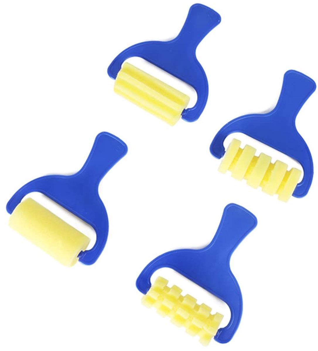Dailygoods- Sponsroller Set van 4 - Hoogwaardig EVA-materiaal - Comfortabel handvat - Kunstbenodigdheden - Creatieve patronen - Veilig en duurzaam - Verfroller
