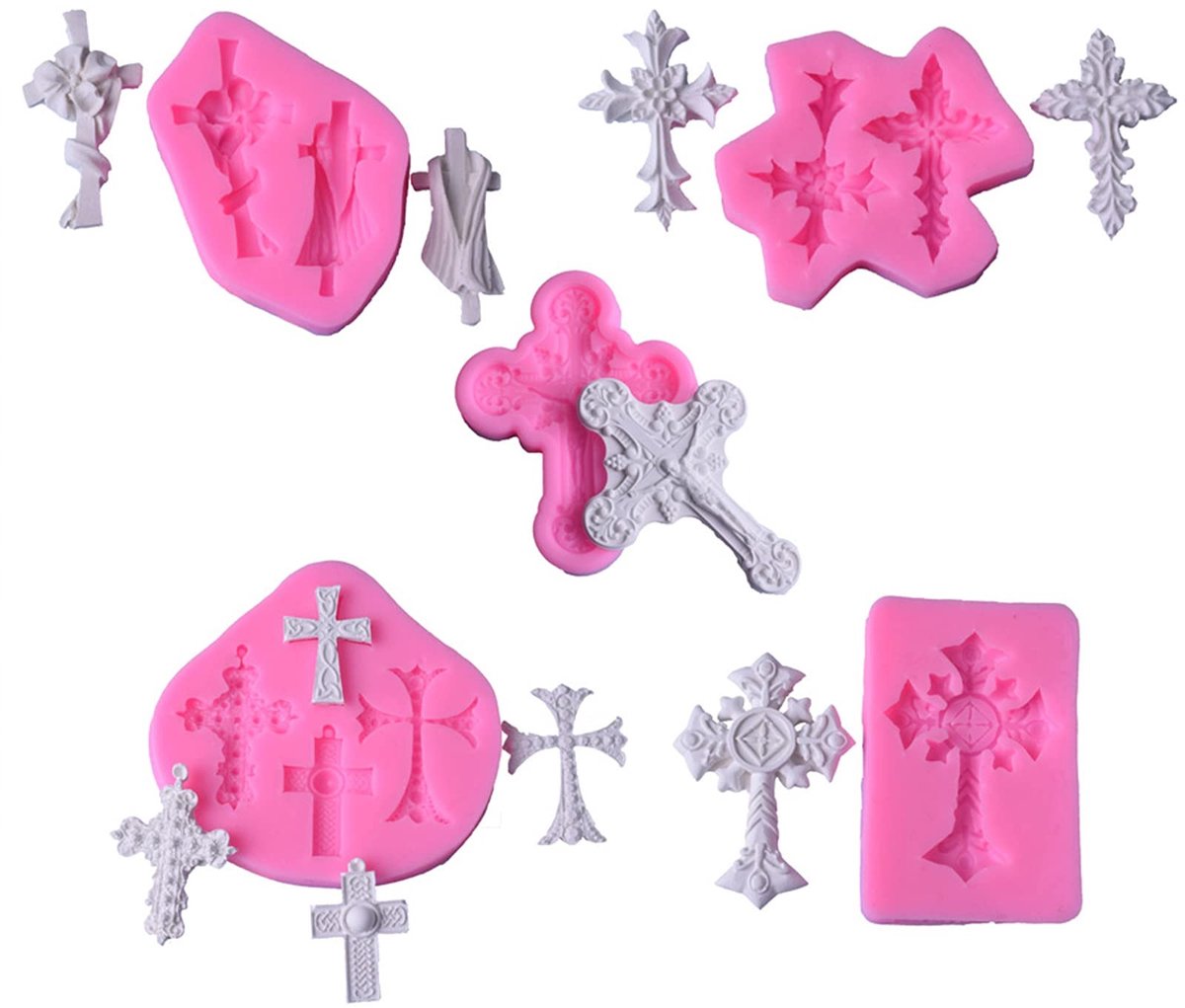 Dailygoods- Cakevorm Siliconen - Kruisvorm - 5 Stuks - Voedselveilige Siliconen - Temperatuurveilig - Flexibel - Herbruikbaar - Bakvorm