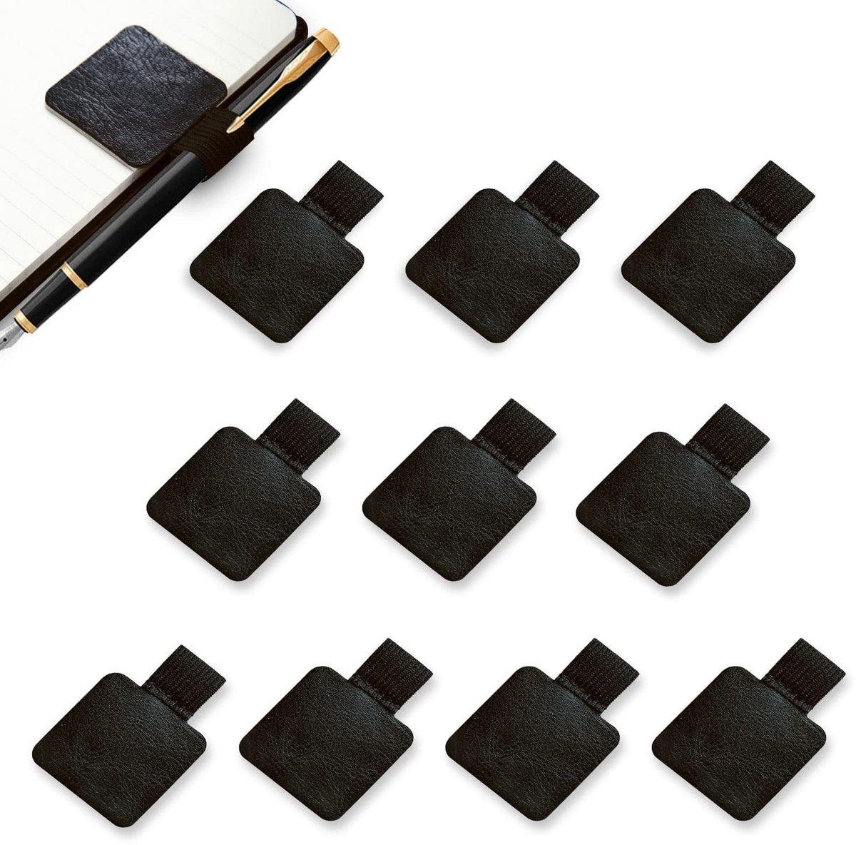 Dailygoods- Penloop 10 Stuks - Zelfklevende Houder - Elastische Lus - Geschikt Voor Notebooks - Zwart - Duurzaam Materiaal - Pennenhouder