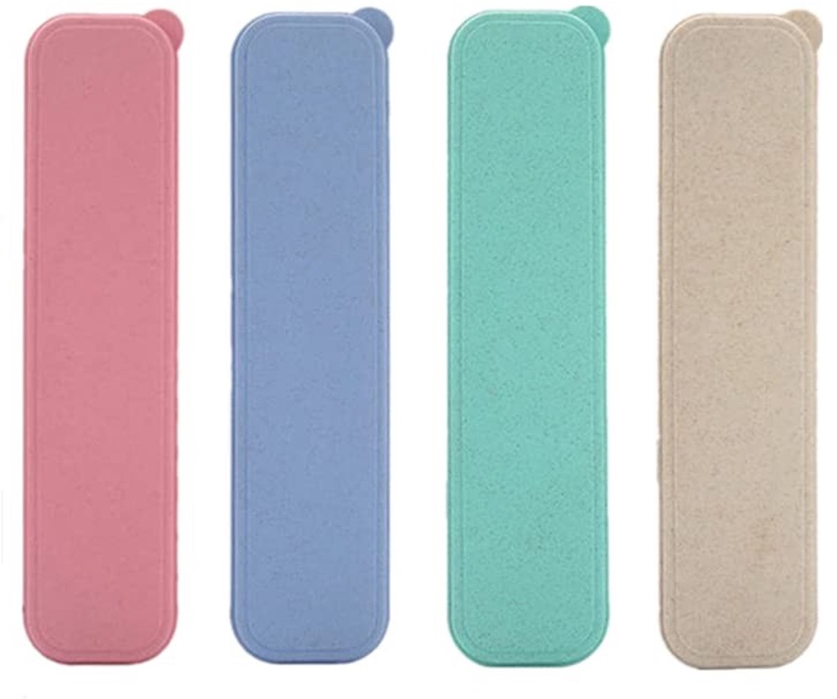 Dailygoods- Bestekbox 4 Stuks - Opbergdoos met Deksel - Draagbaar - Kunststof - Milieuvriendelijk - Afmetingen 21 x 5,5 x 2,5 cm