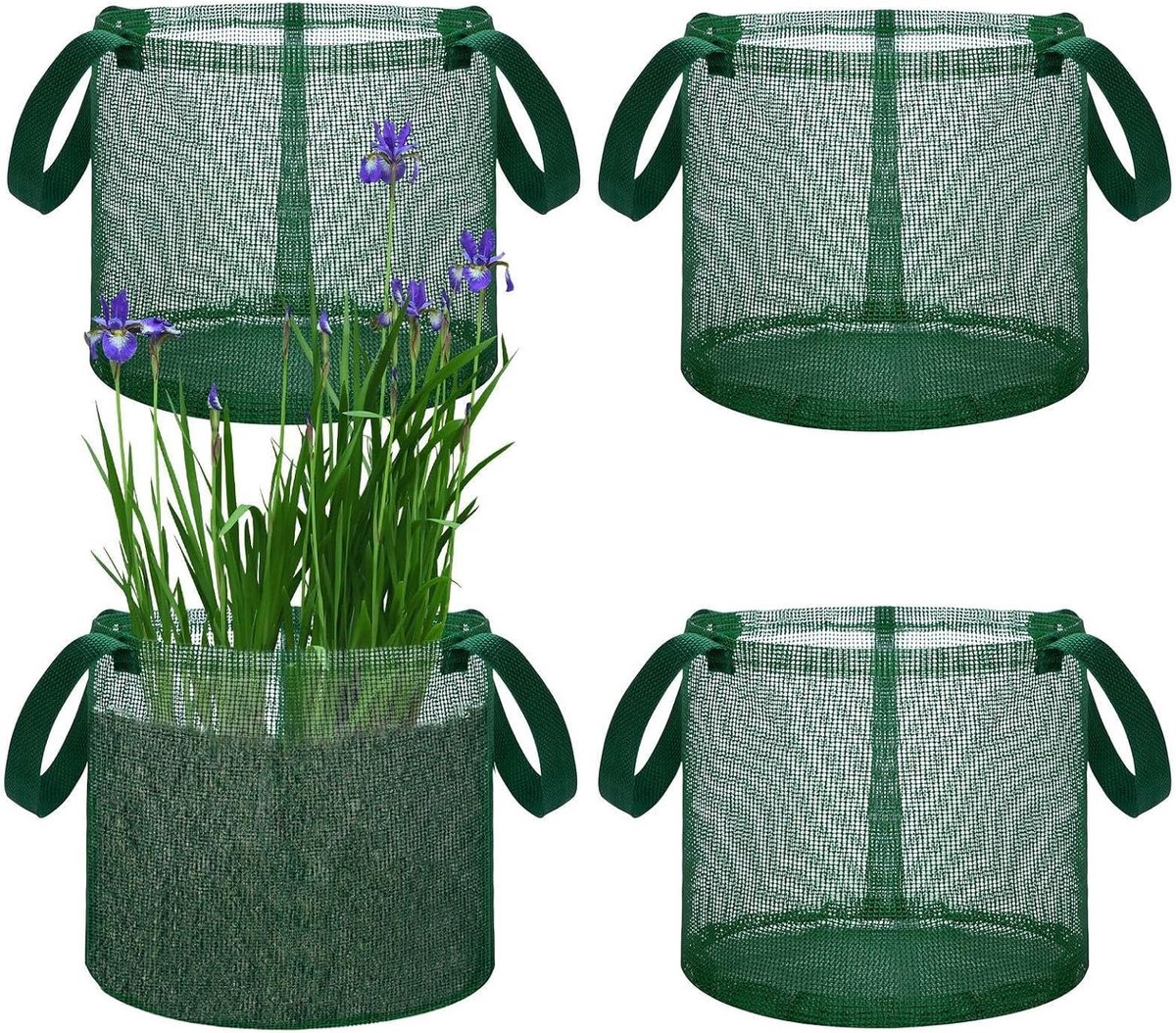 Vijver Baskets - Plantenmanden Hydrocultuur - Waterplanten Verzorgen - Opvouwbaar Ontwerp - 18x18x18 cm - Groen