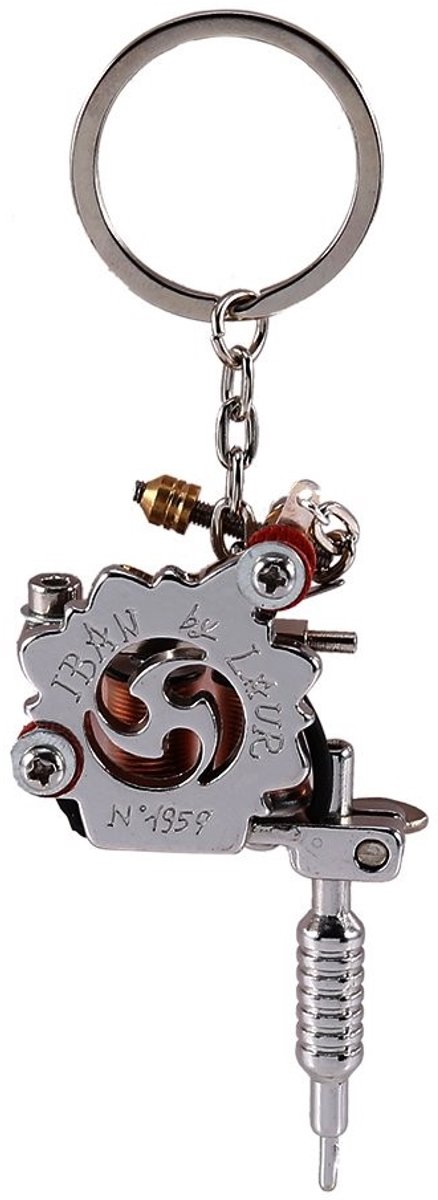 Dailygoods- Tattoo Machine Sleutelhanger - Zinkmetaallegering - Lichtgewicht - Retro Design - Handig voor Decoratie - Ongeveer 14,5 x 4 cm