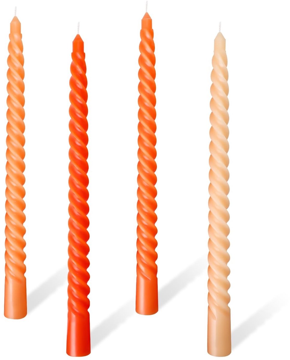 Dailygoods- Kaarsen Set van 4 - Gedraaide Spiraalkaarsen - Lange Brandtijd 6 Uur - Rookloos - Geurloos - Elegante Decoratie - Dinerkaarsen
