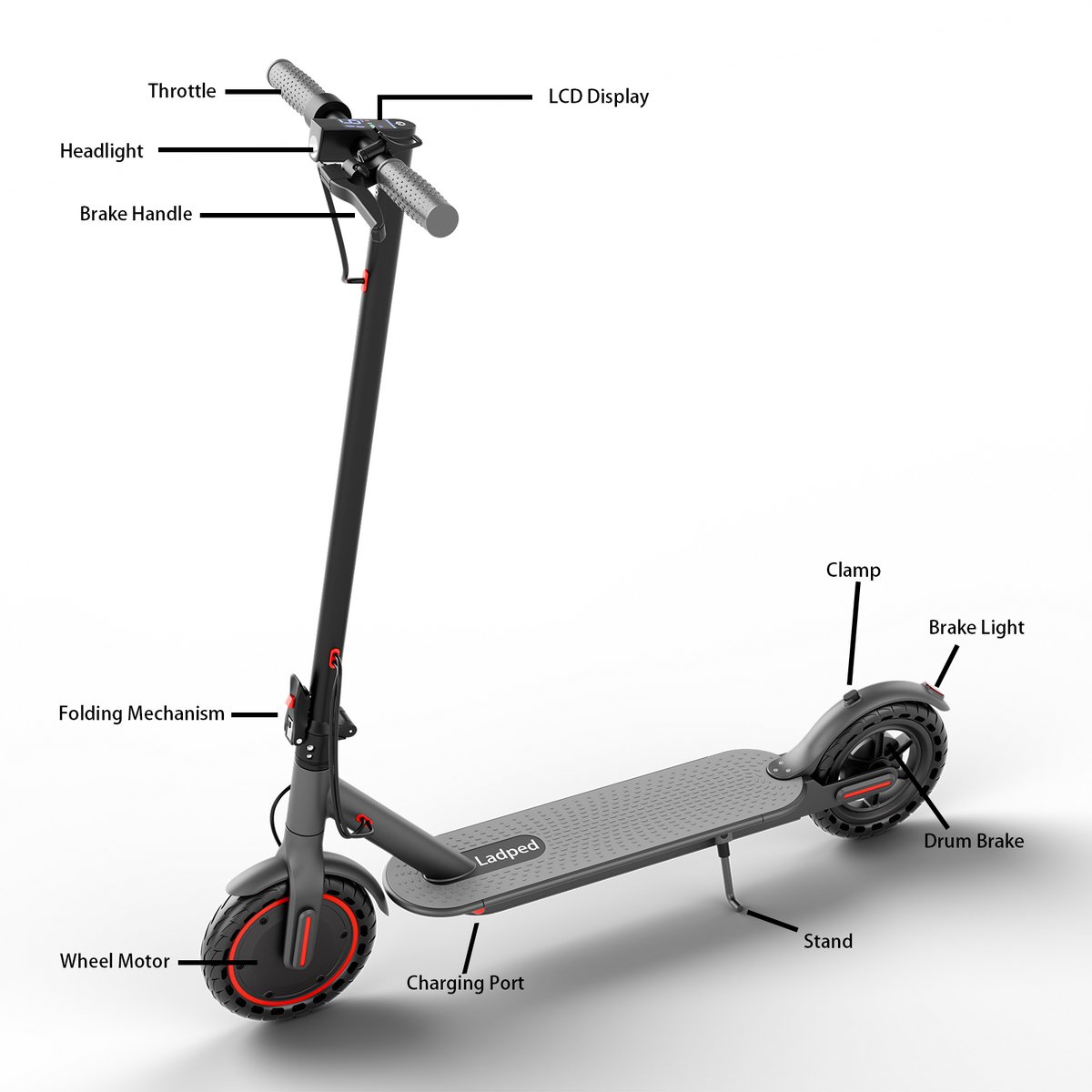 LADPED LP60 Elektrische Step voor Volwassenen – 350W – 25 km/u – 36V5.2AH – 5-15 km Actieradius – App-bediening – Opvouwbare E-Step – foto 2