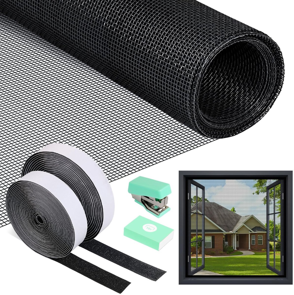 Dailygoods- Vliegengaas 120x250cm - Insectenbescherming zonder boren - Katveilig - Glasvezel - Lichtdoorlatend - Duurzaam en milieuvriendelijk - Raamhor