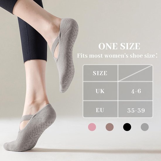 Dailygoods- Yogasokken Antislip - 4 Paar - Katoen - Pilates/Sokken - Dames - Ademend - Eén Maat - Gripsokken van Dailygoods — afbeelding 2